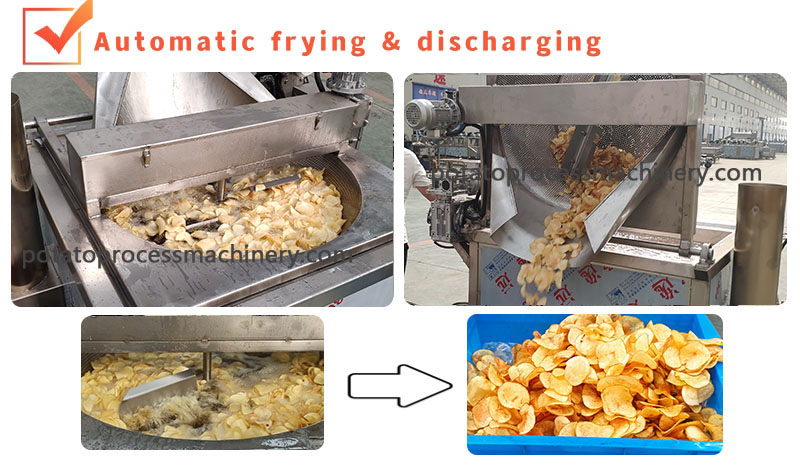 automatic feeding potato chips frying and discharging