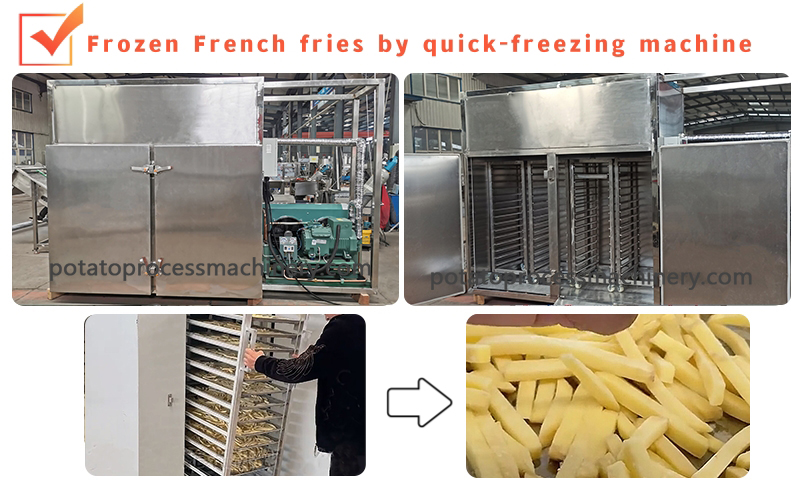 frozen French fries in the quick-freezing machine