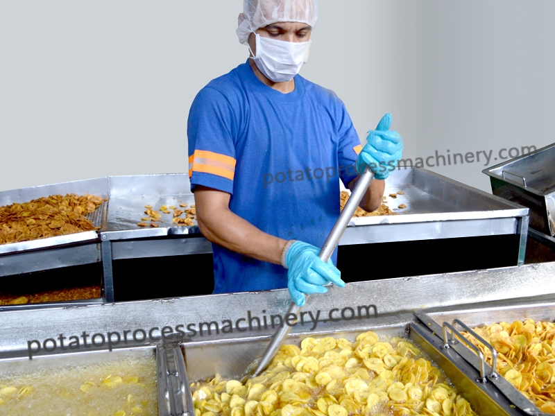 Plantain chips frying